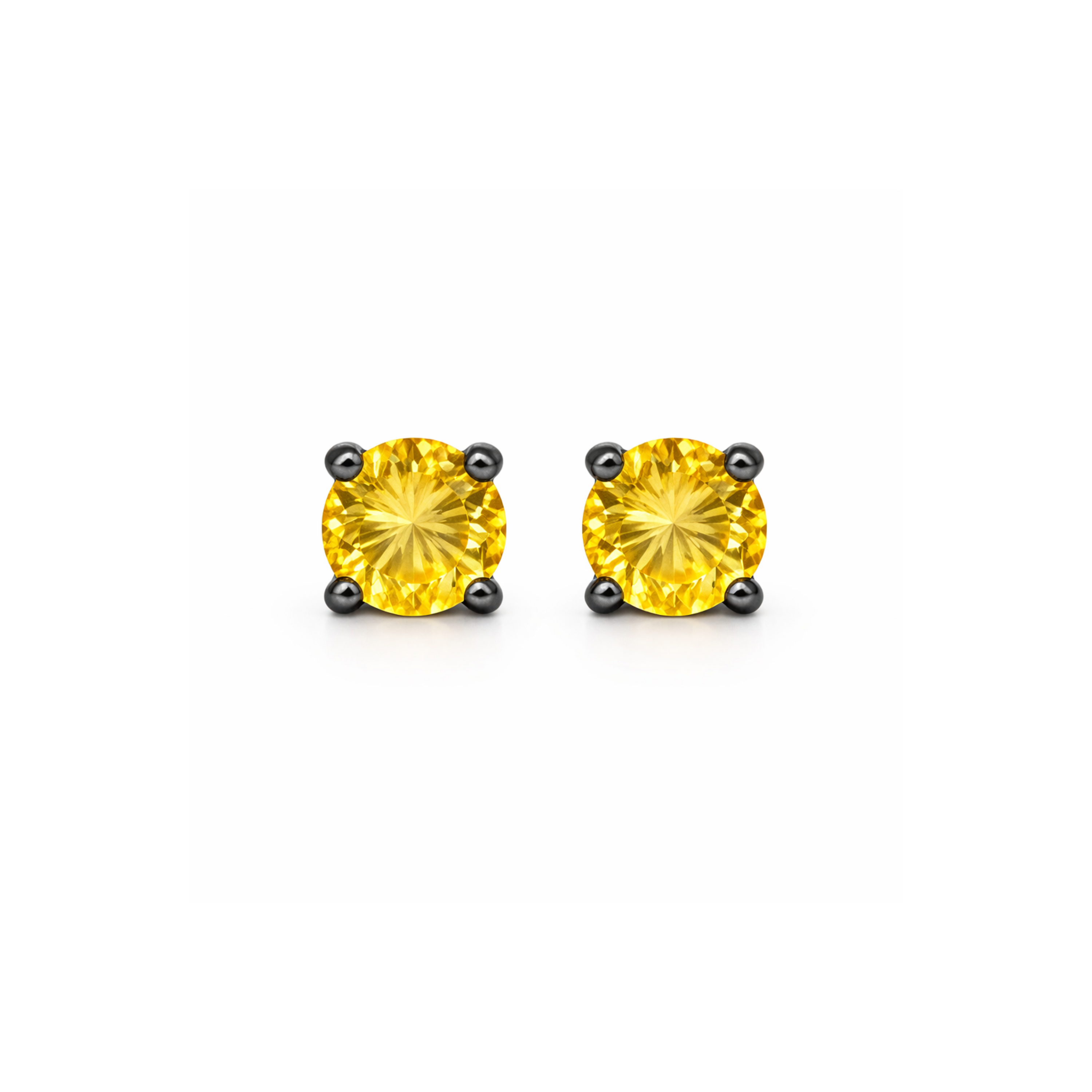 Sterling Silver Citrine Stone Stud Earrings