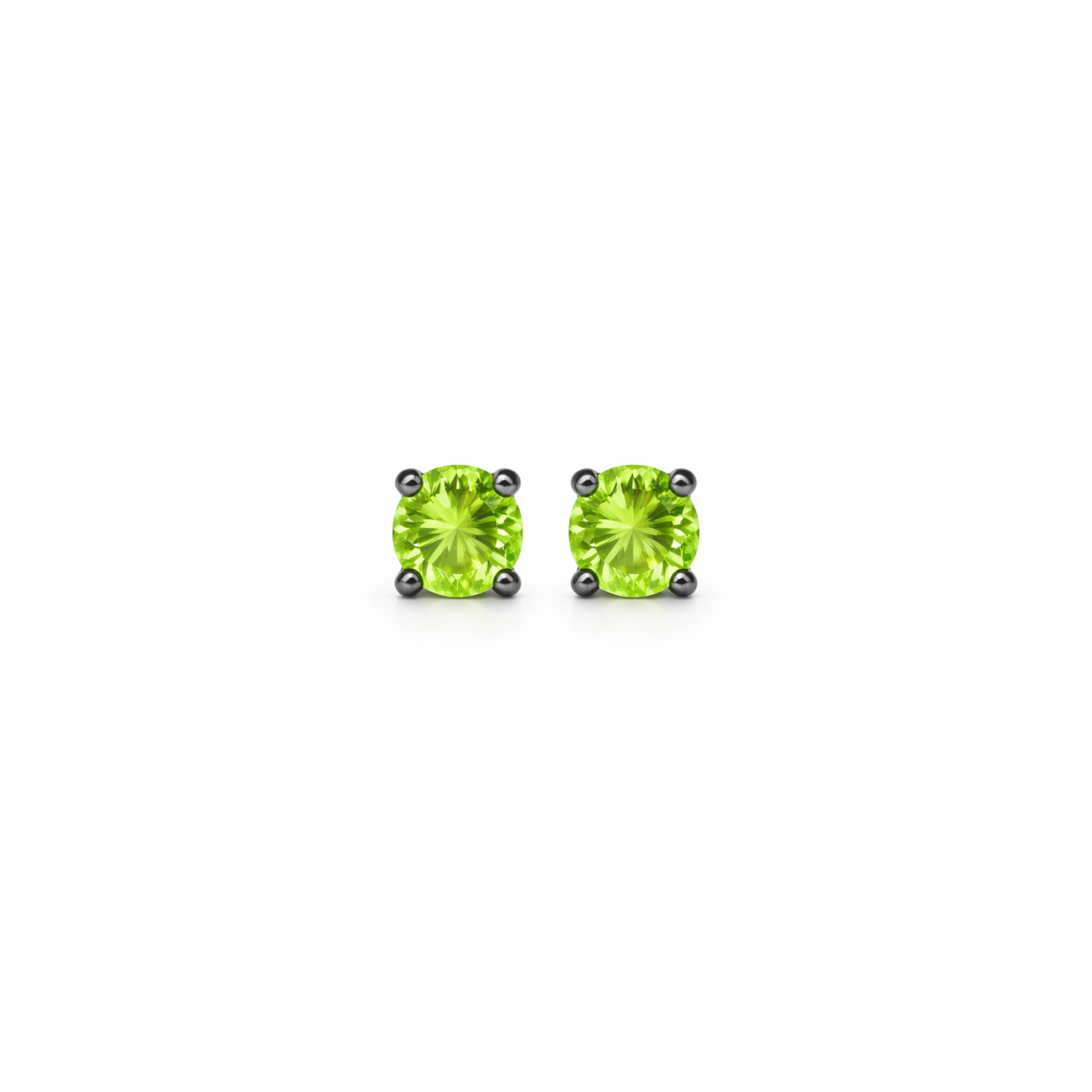 Sterling Silver Green Peridot Stone Stud Earrings