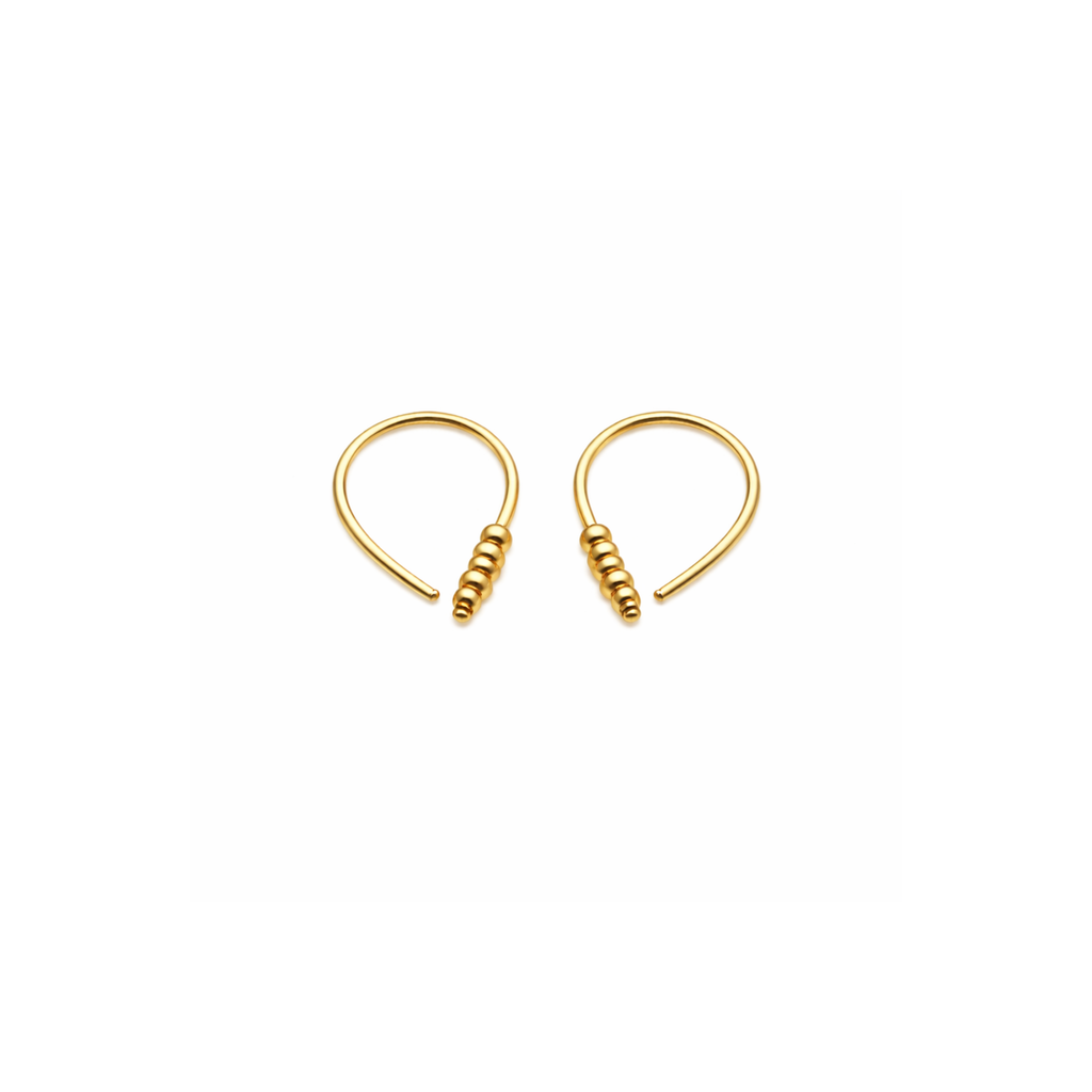 Teardrop Huggie Hoop Earrings with Five Beads