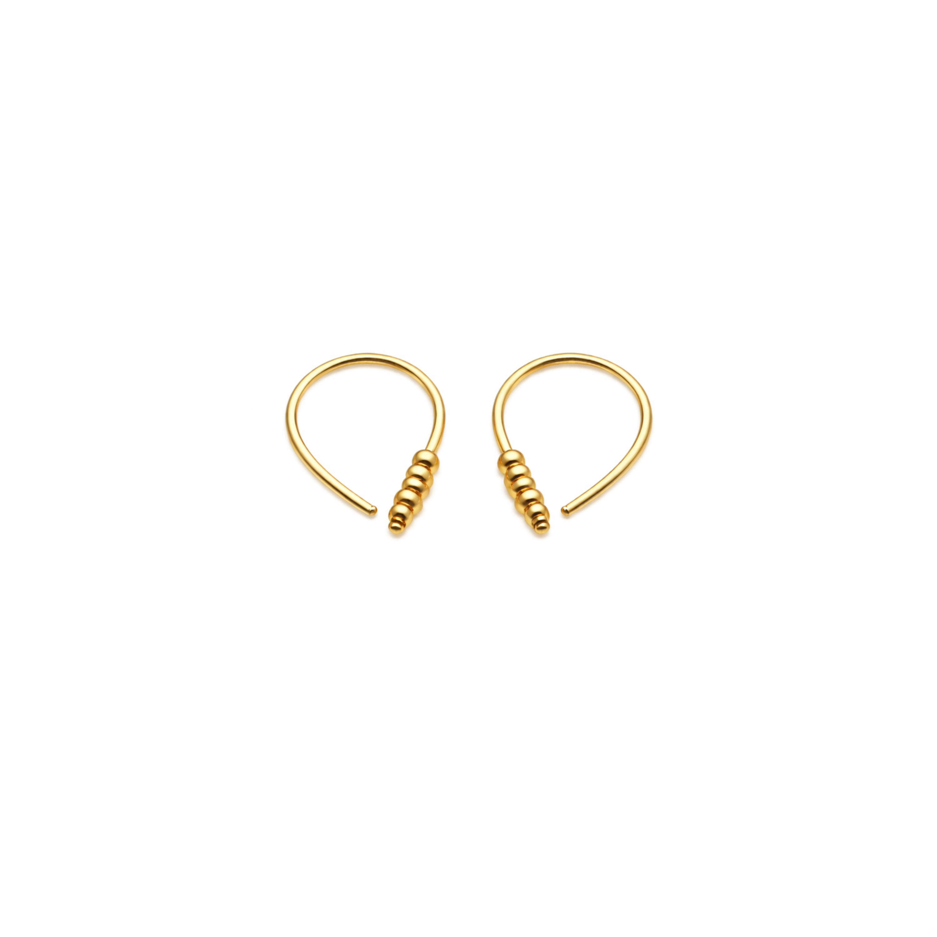 Teardrop Huggie Hoop Earrings with Five Beads