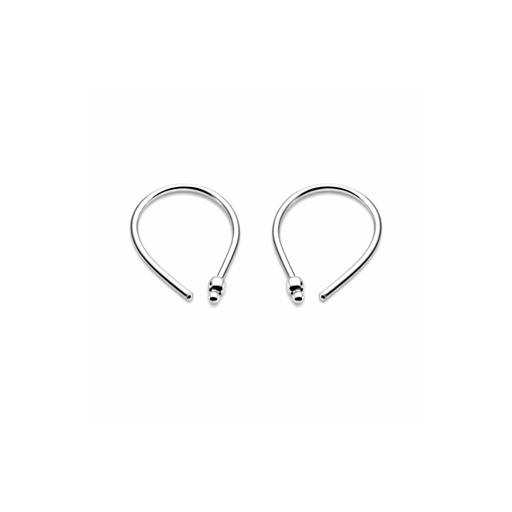 Teardrop Huggie Hoop Earrings with One Beads