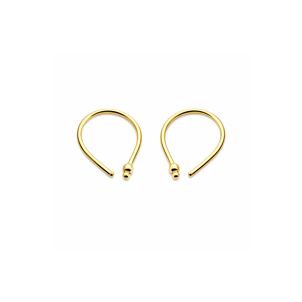 Teardrop Huggie Hoop Earrings with One Beads