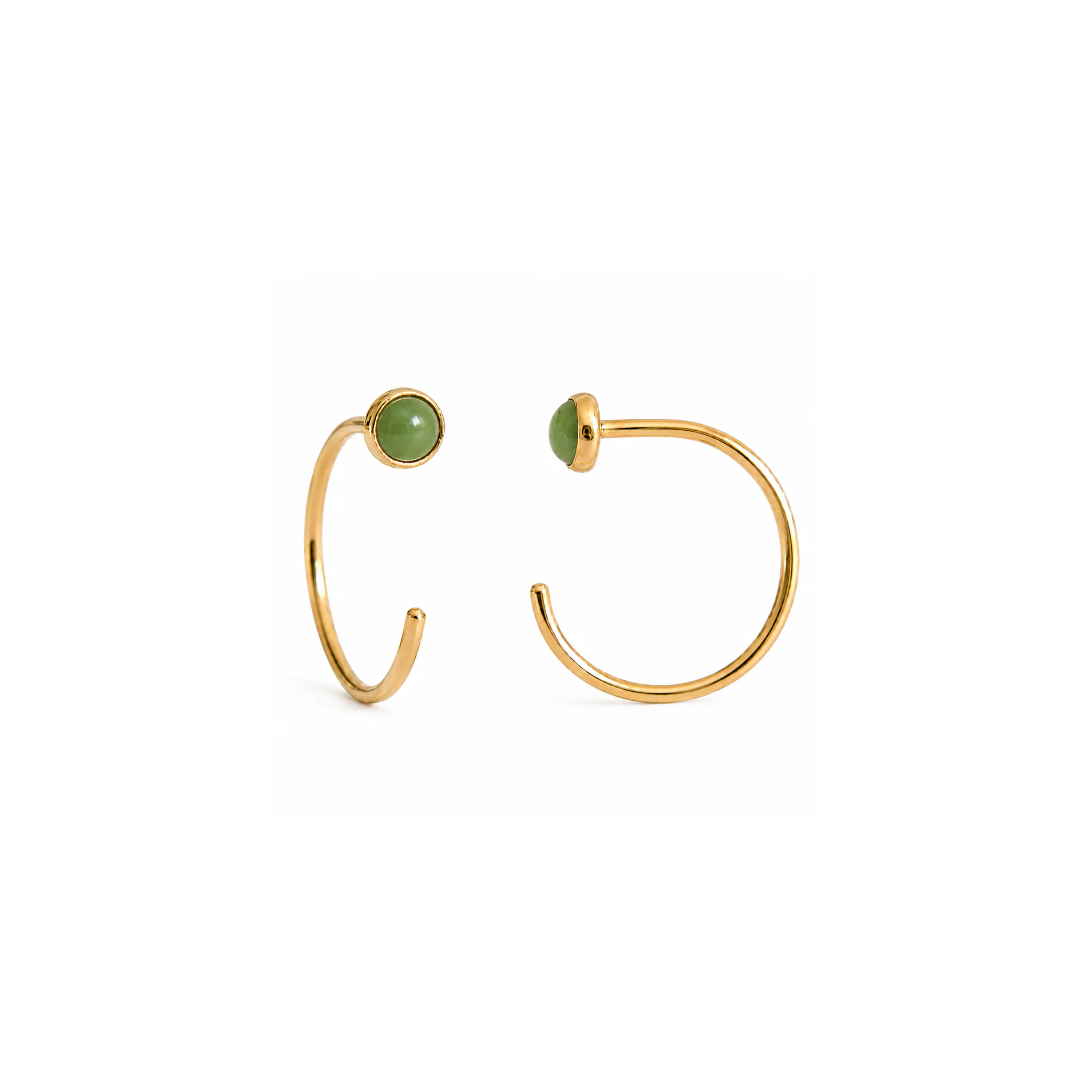 Gold-Filled Jade Half Hoop Earrings