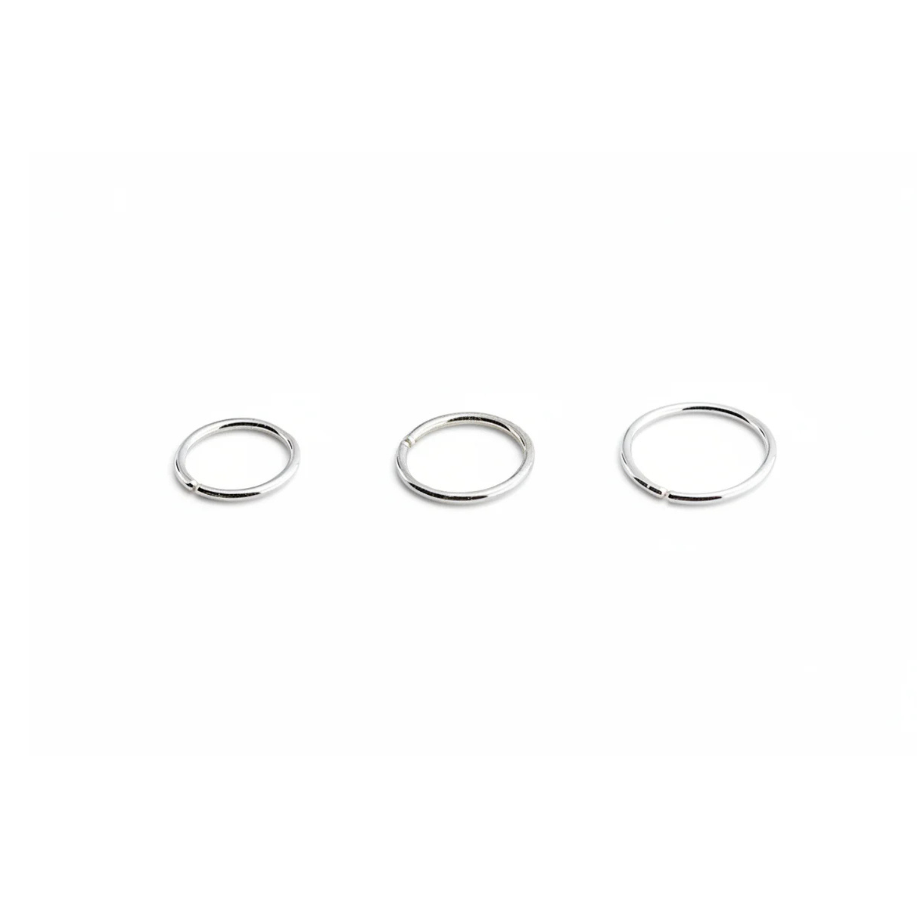 Sterling Silver Mismatched Hoops - 6mm, 7mm & 8mm