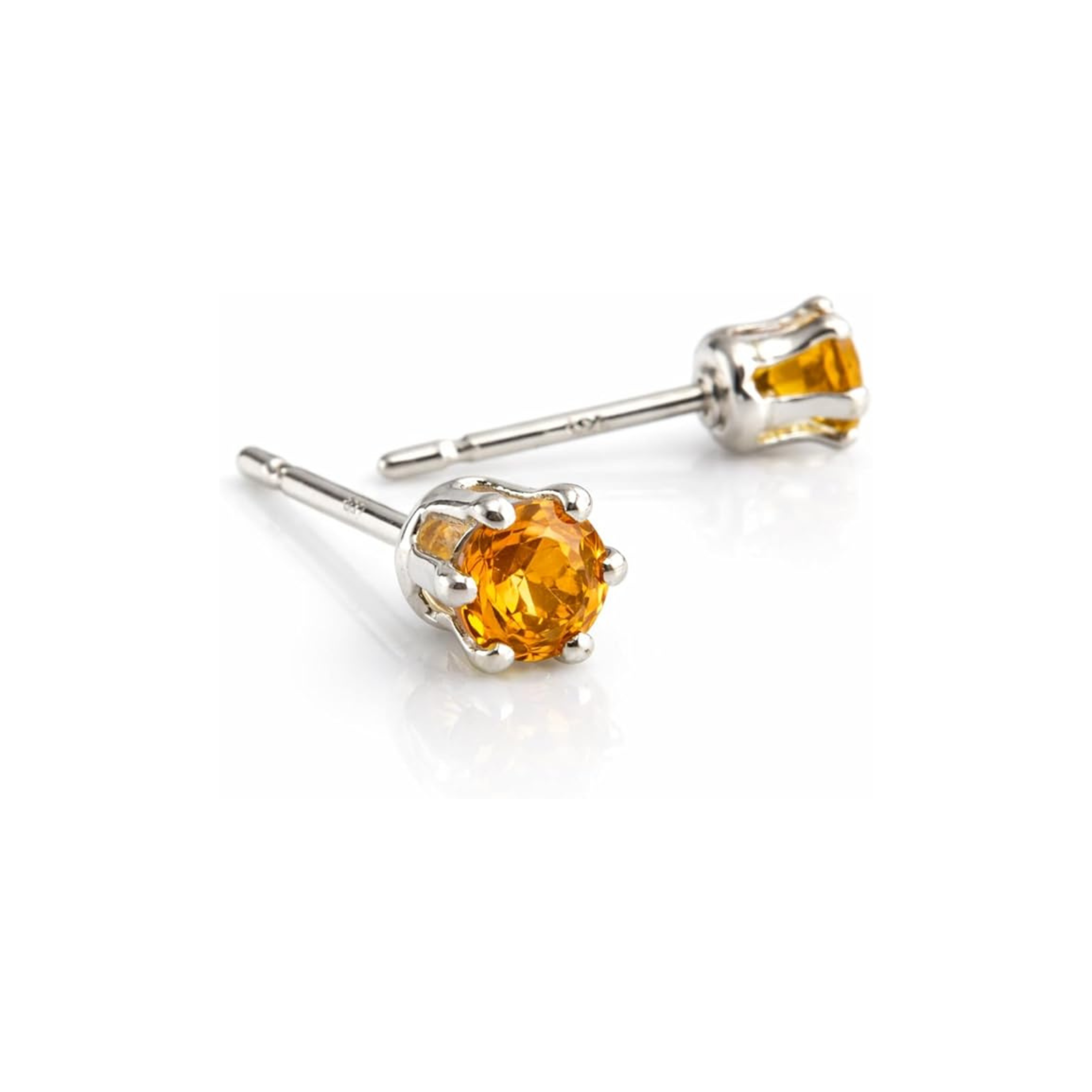 Sterling Silver Citrine Stone Stud Earrings