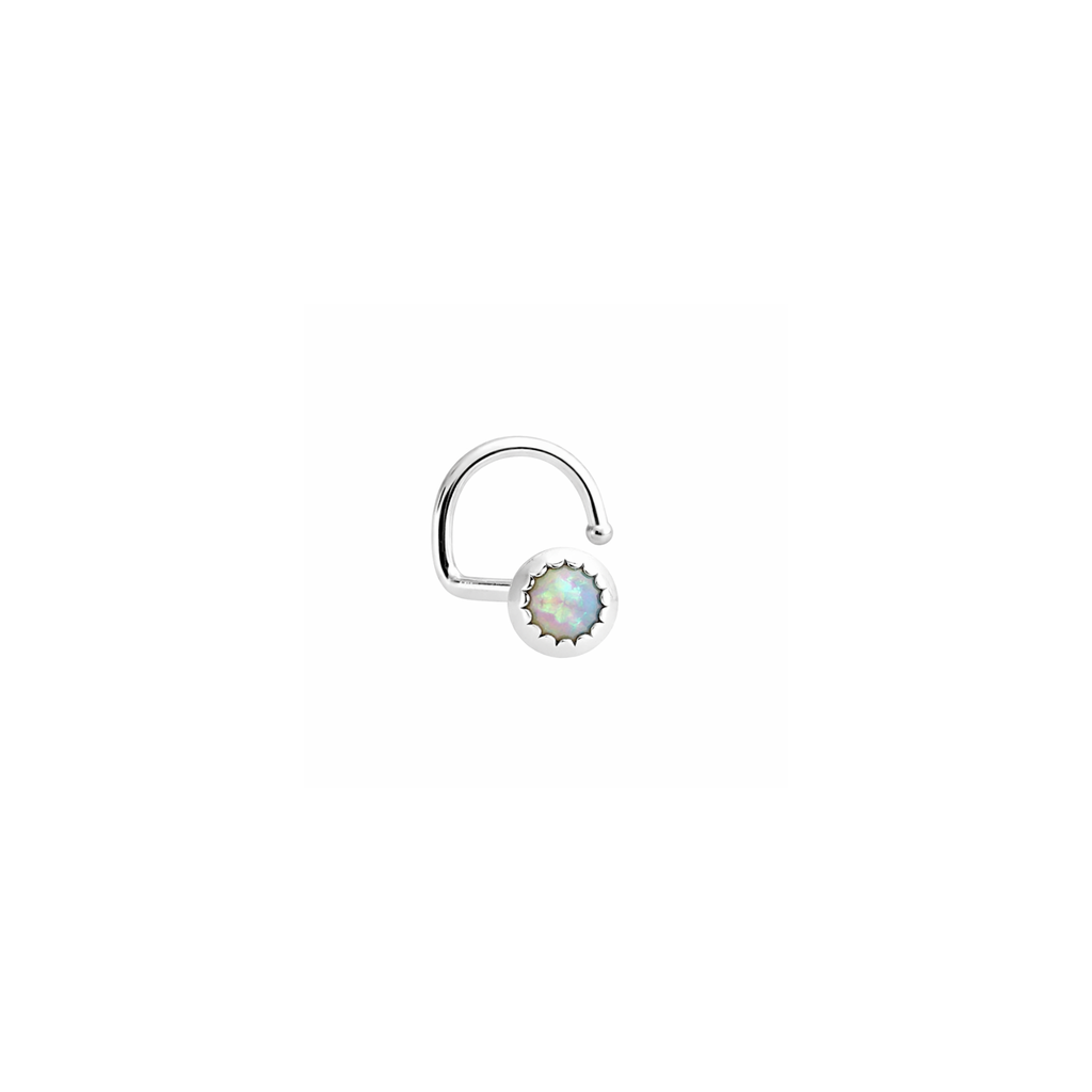 Sterling Silver White Opal Nose Screw