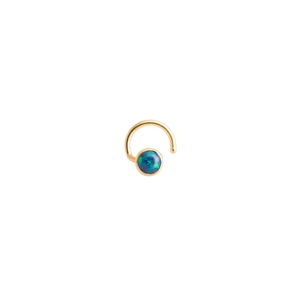 Gold-Filled Blue Green Opal Nose Screw