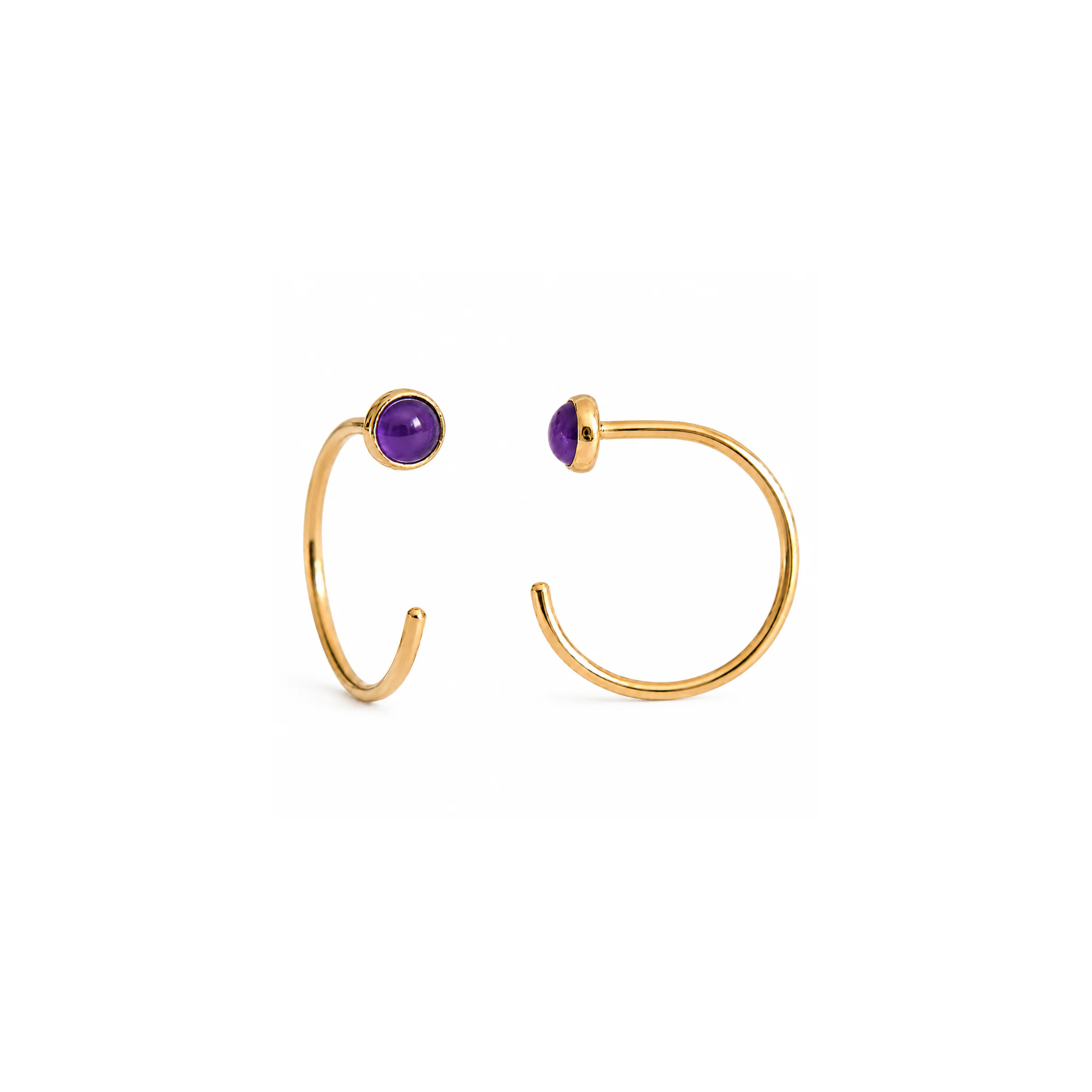 Gold-Filled Amethyst Half Hoop Earrings