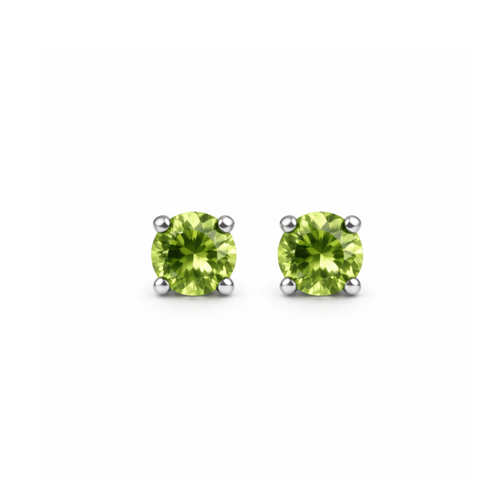 Sterling Silver Green Peridot Stone Stud Earrings