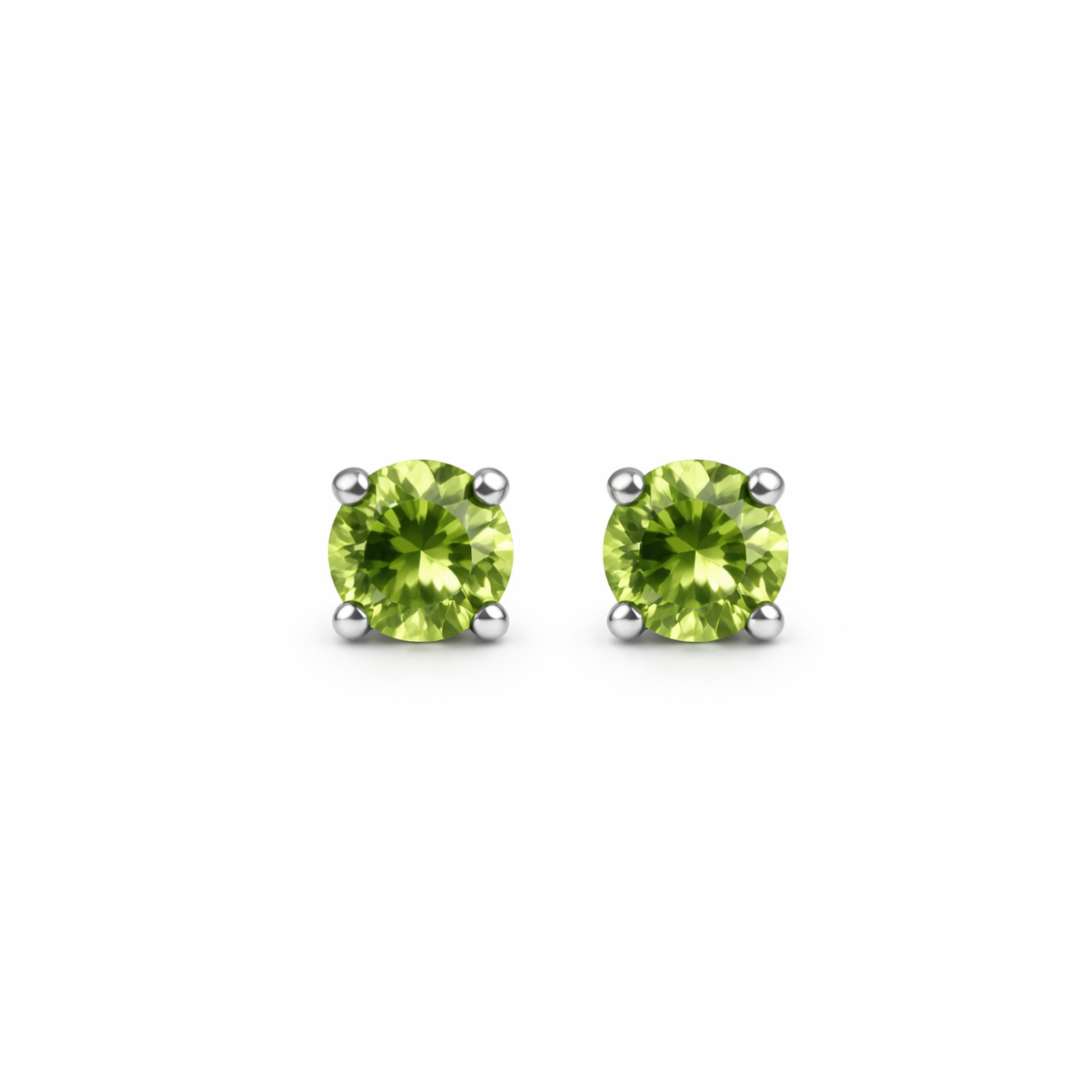 Sterling Silver Green Peridot Stone Stud Earrings