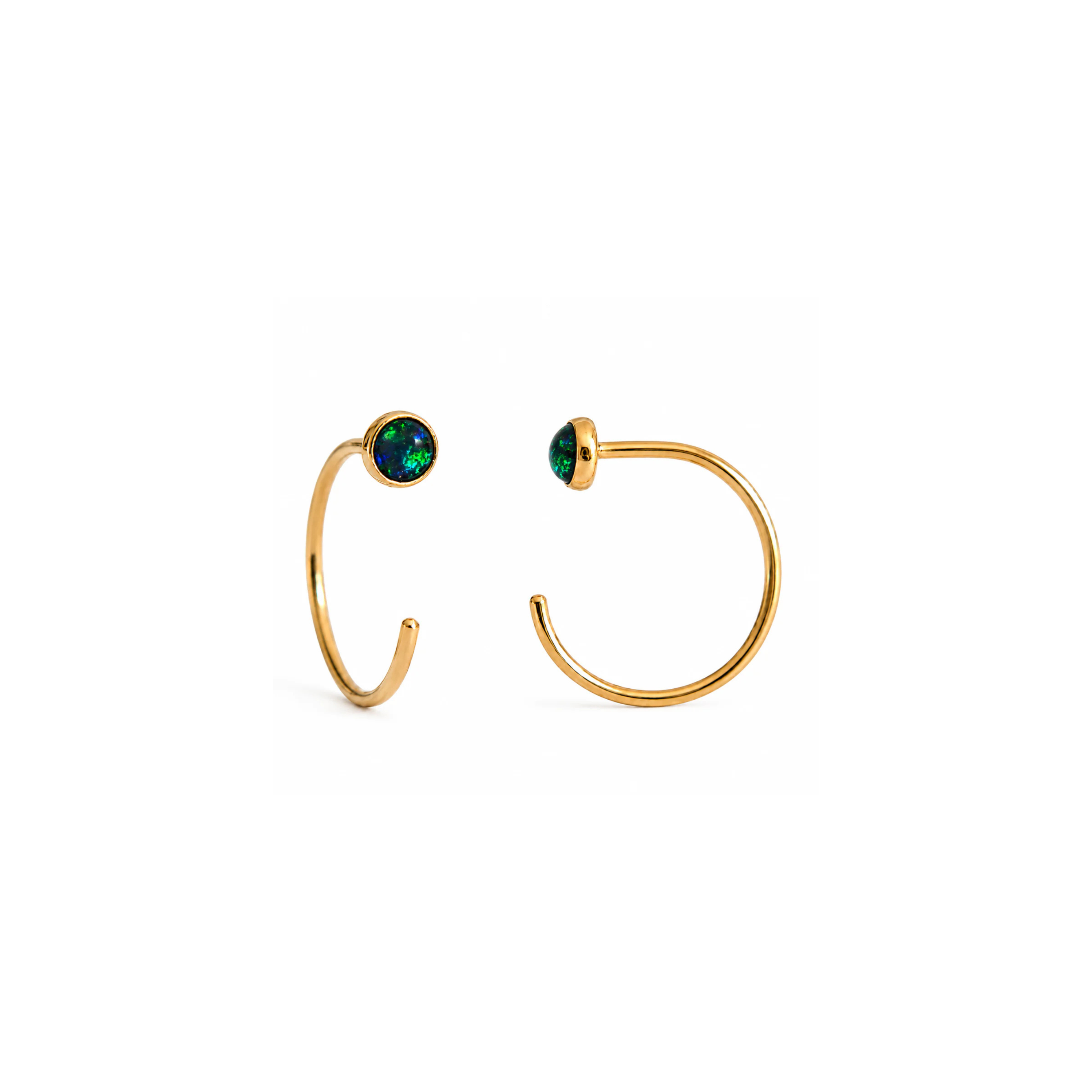 Gold-Filled Green Opal Half Hoop Earrings