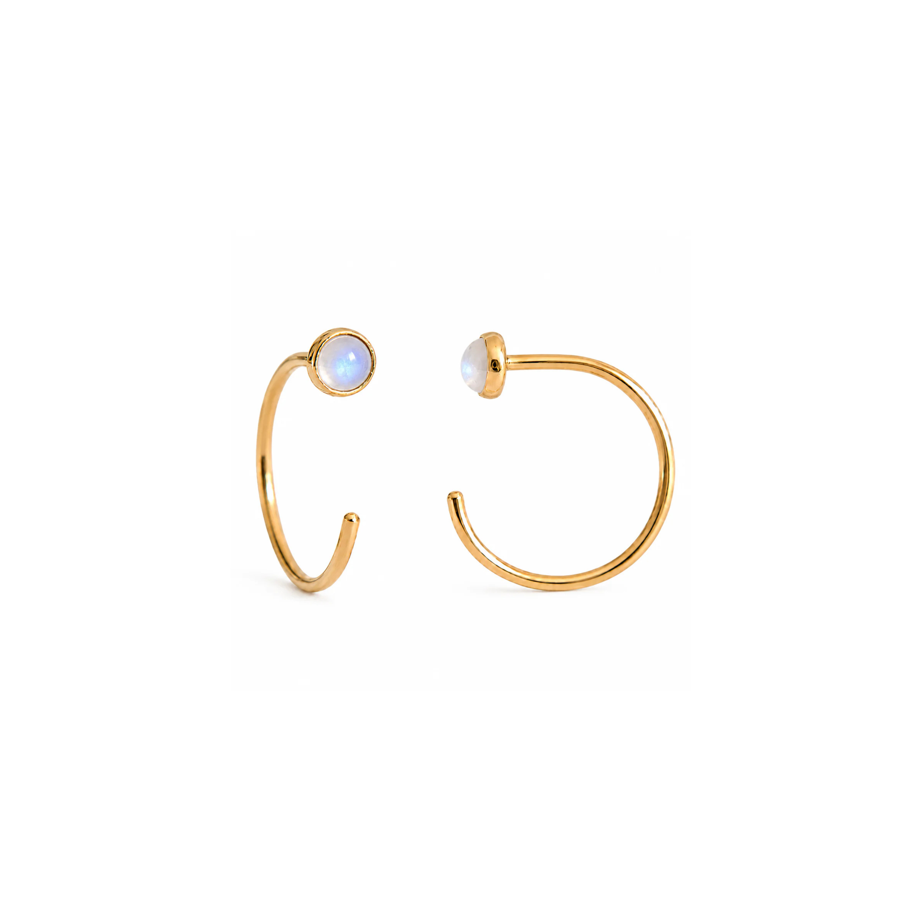 Gold-Filled Moonstone Half Hoop Earrings