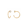 Gold-Filled White Opal Half Hoop Earrings
