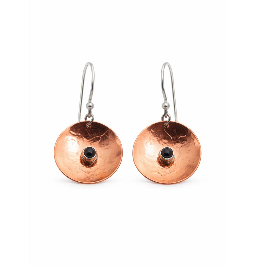 Copper and Sterling Silver Dangle Hook Earrings