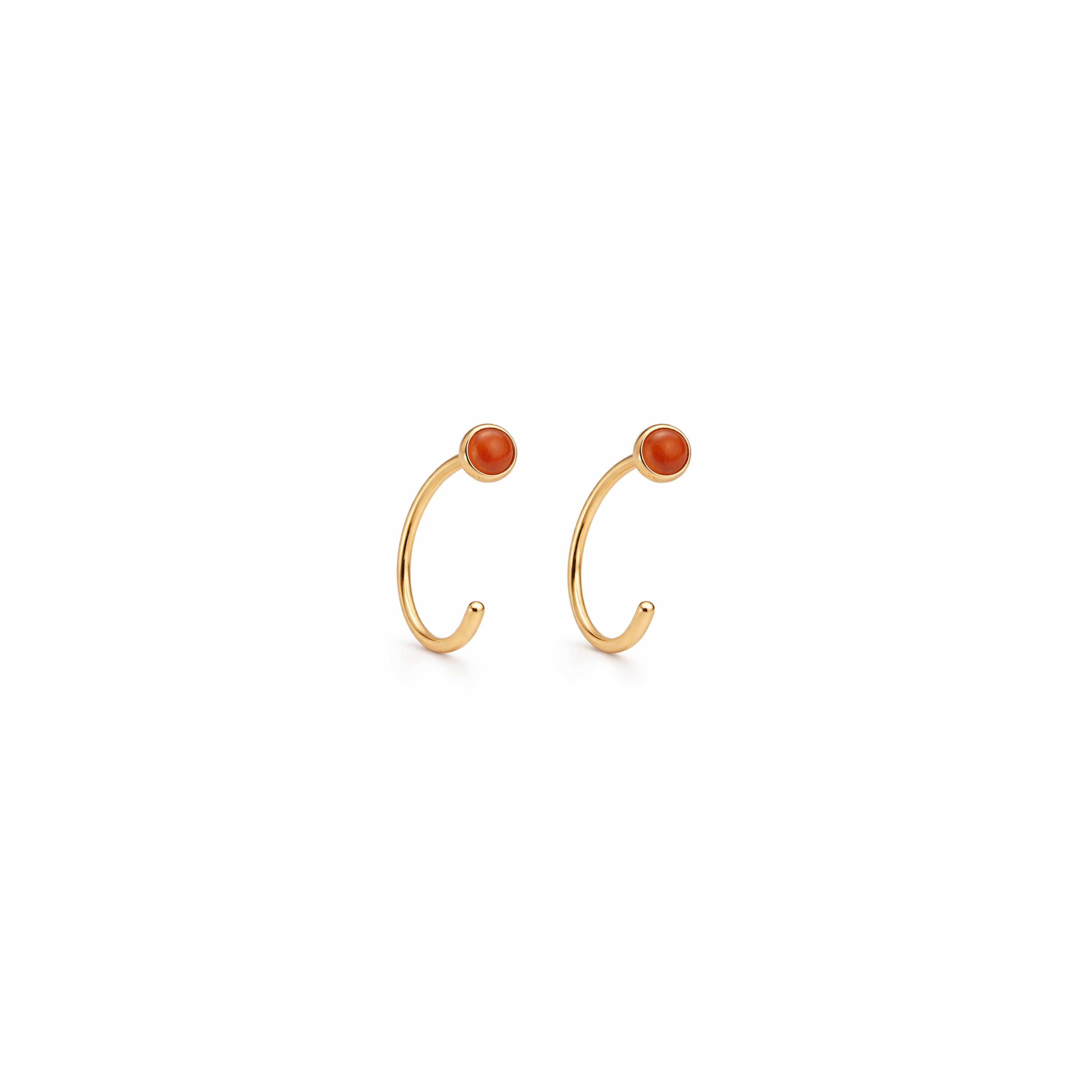 Gold-Filled Carnelian Half Hoop Earrings