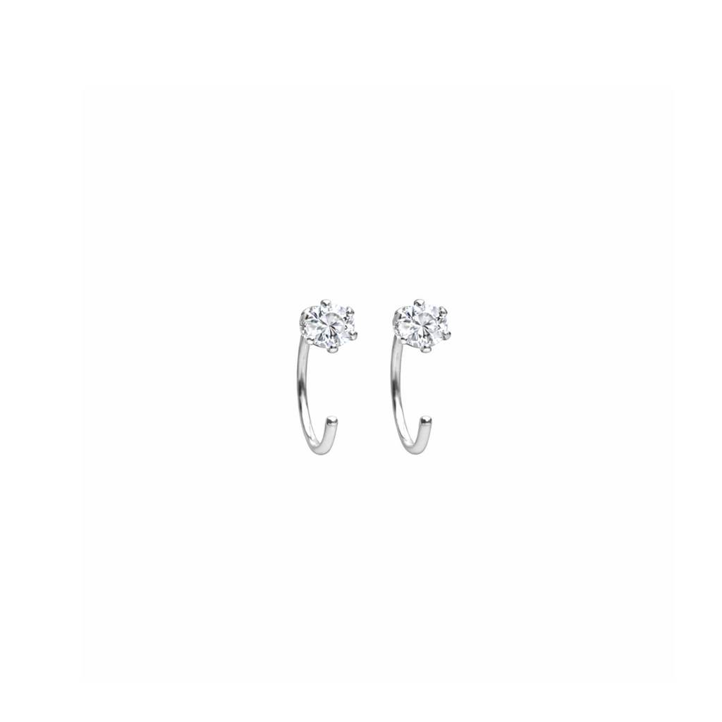 Cubic Zirconia Half Hoop Earrings