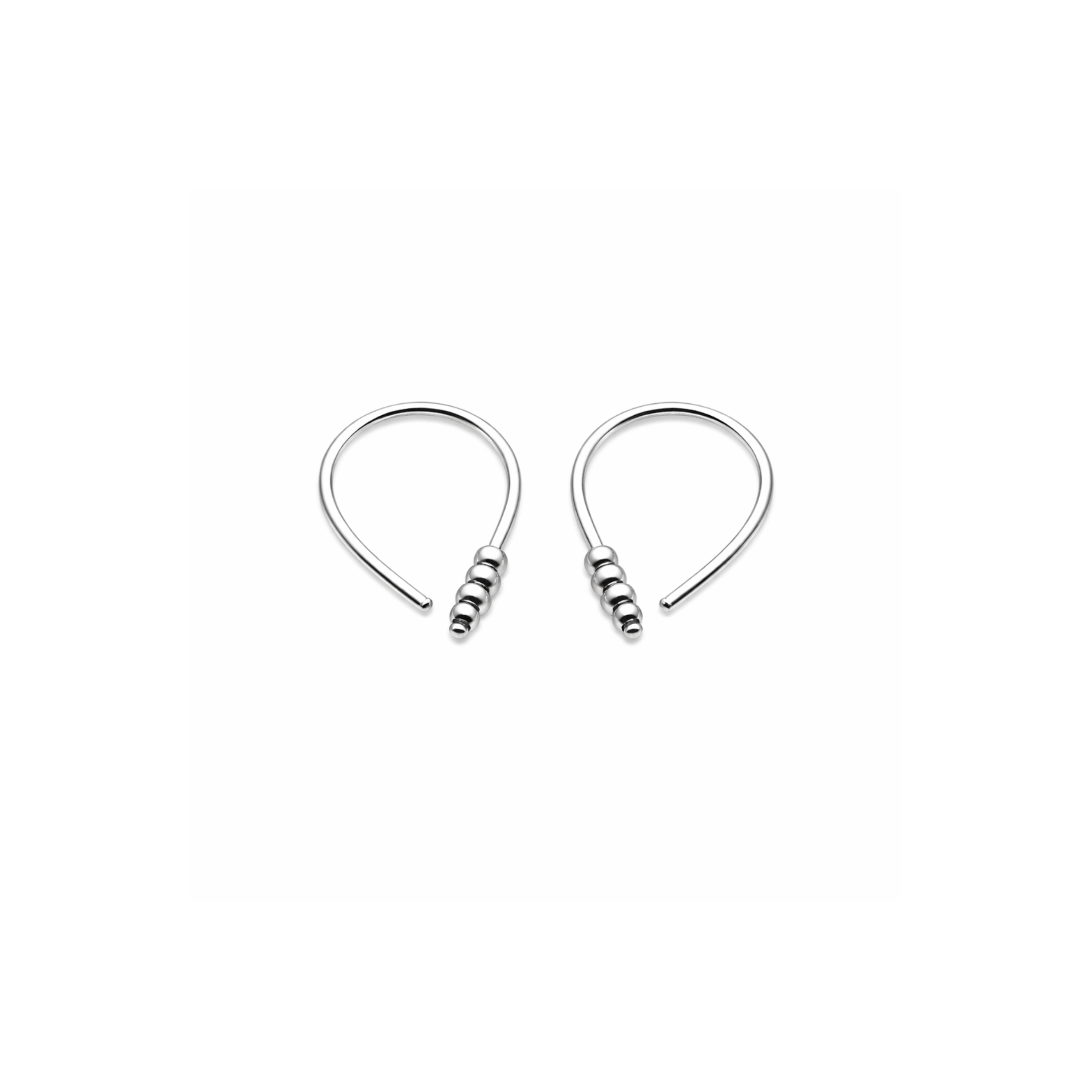 Teardrop Huggie Hoop Earrings with Four Beads