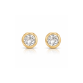 Solid Gold White Faceted Topaz Stud Earrings