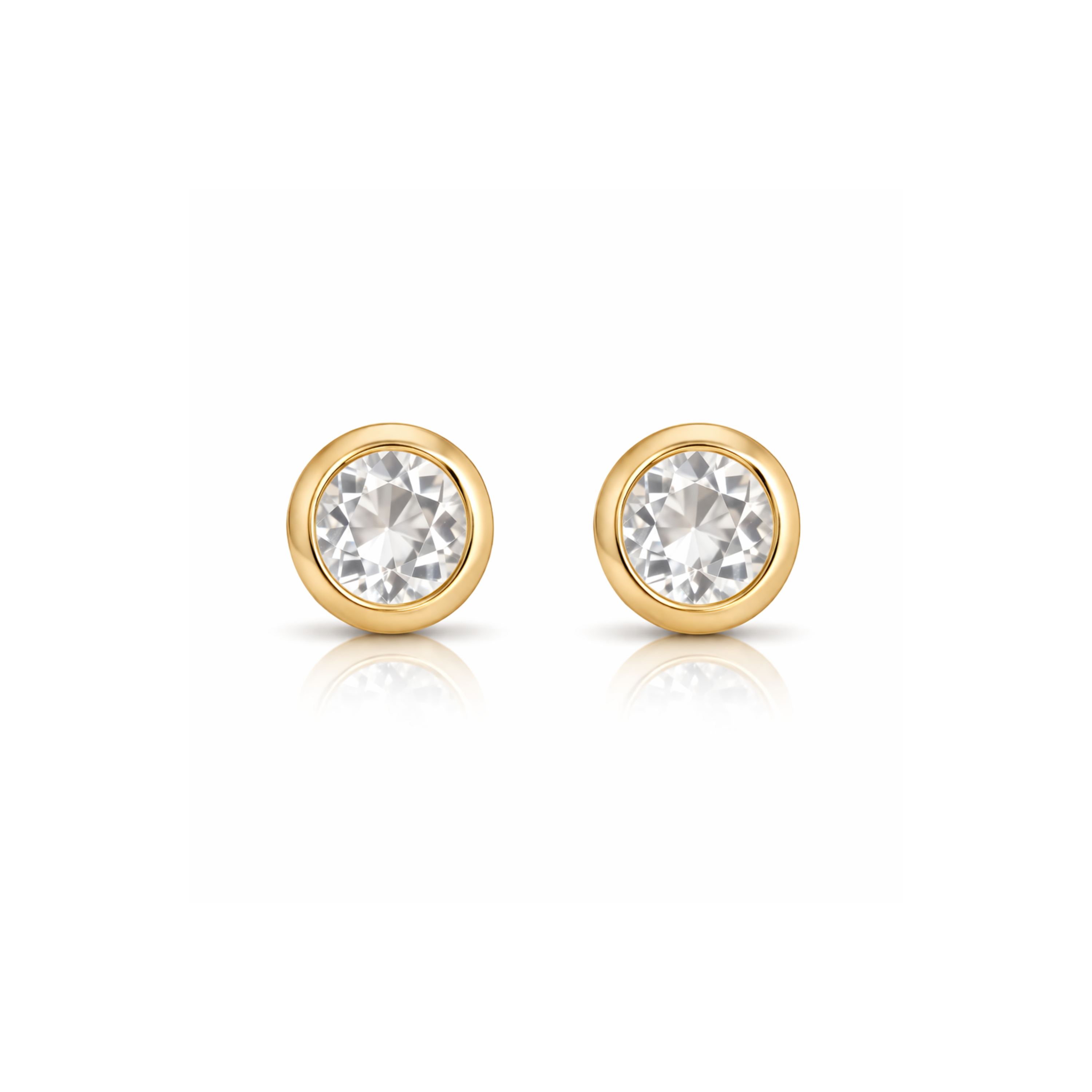 Solid Gold White Faceted Topaz Stud Earrings