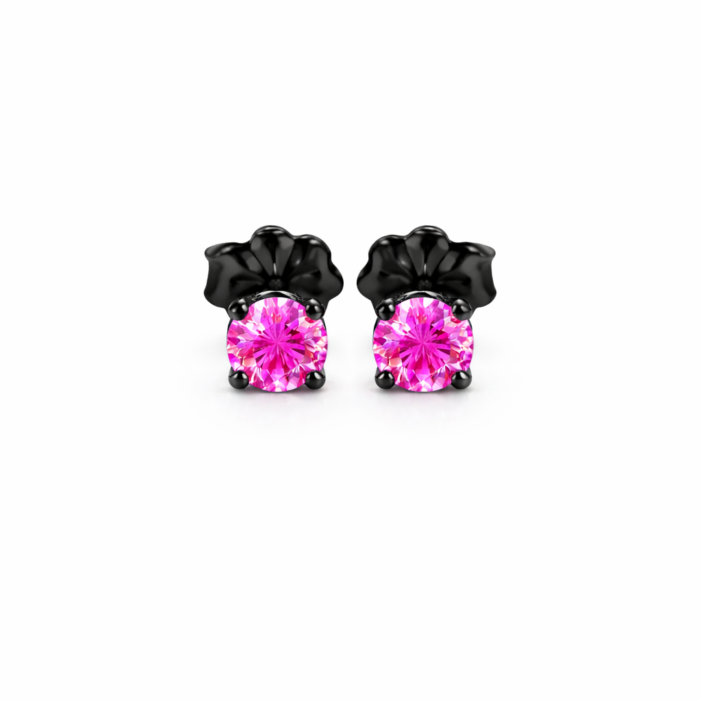 Sterling Silver Ruby Stone Stud Earrings