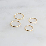 Gold Filled 2 Pair Set of 5mm and 6mm Hoop Earrings 22GA