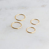 Gold Filled 2 Pair Set of 7mm and 8mm Hoop Earrings 22 GA