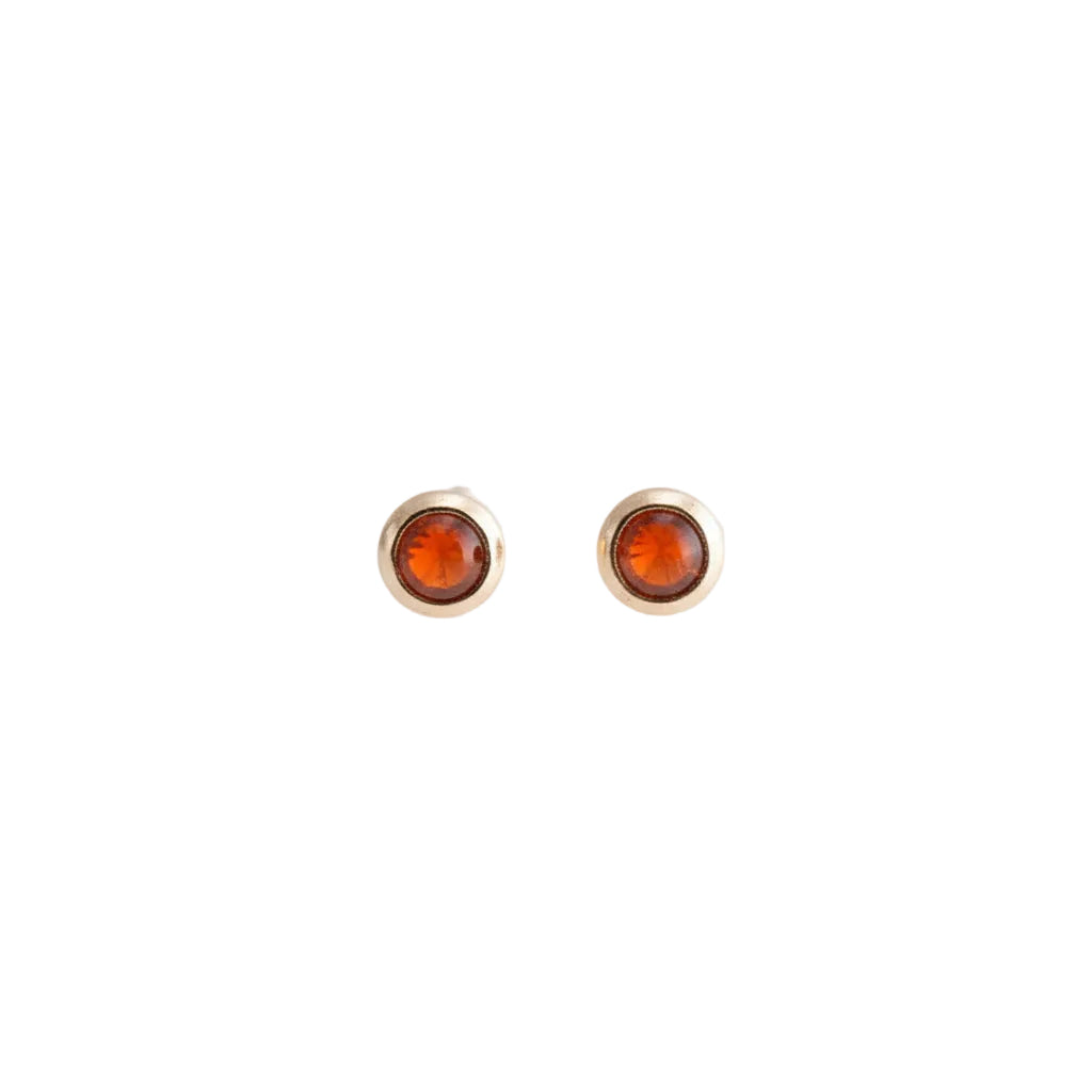 Sterling Silver Carnelian Gold Stud Earrings