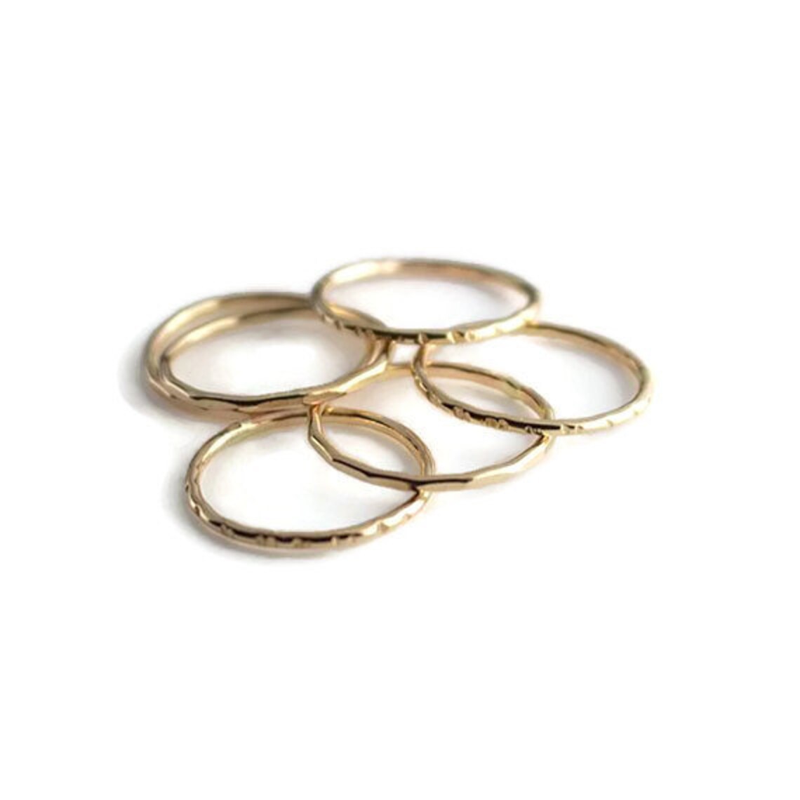 Gold-Filled Hammered Stacking Rings