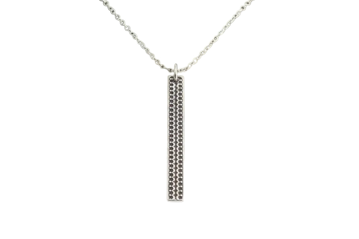 Sterling Silver Embossed Bar Necklace