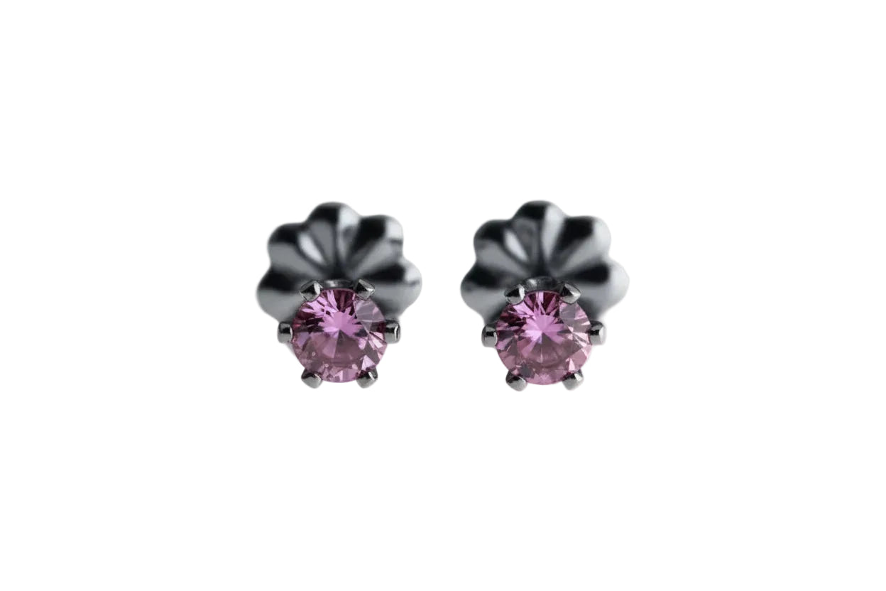 Sterling Silver Rhodolite Garnet Stone Stud Earrings