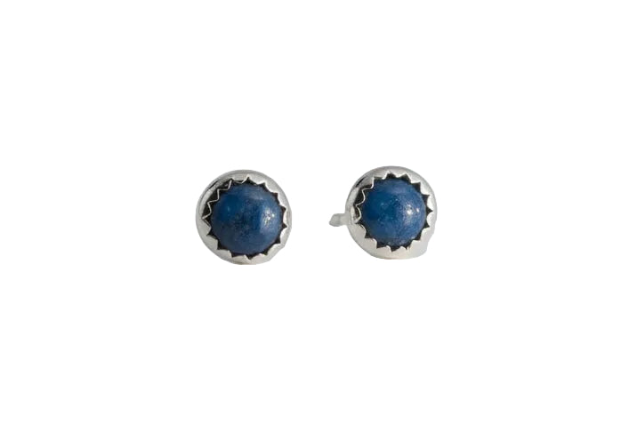 Sterling Silver Lapis Lazuli Stone Stud Earrings