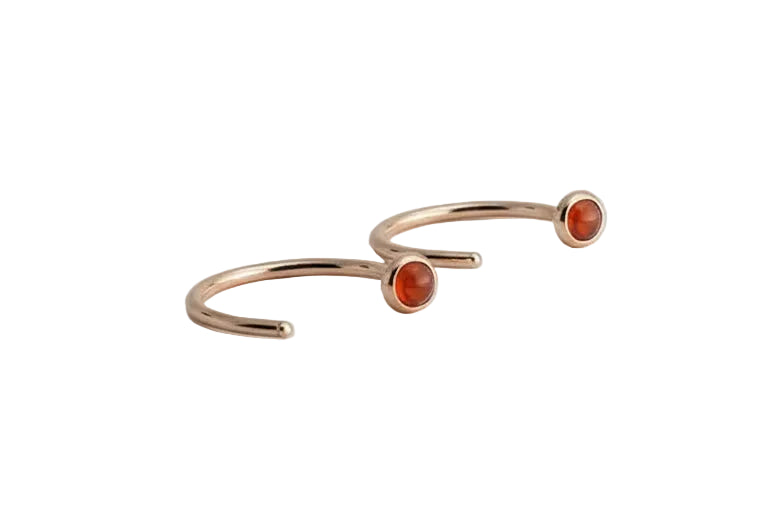 Gold-Filled Carnelian Stone Hoop Earrings