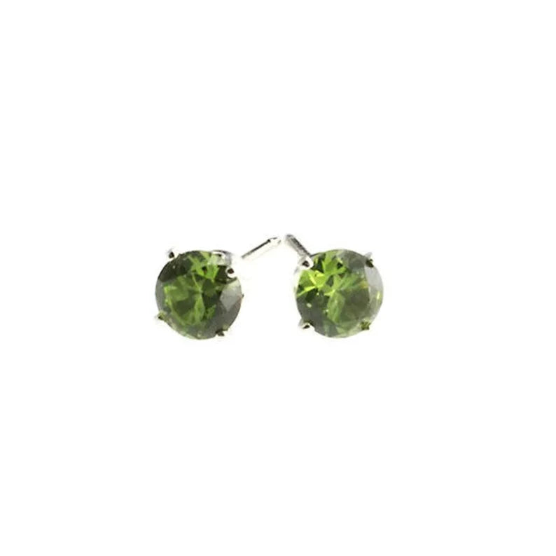 Sterling Silver Green Peridot Stone Stud Earrings
