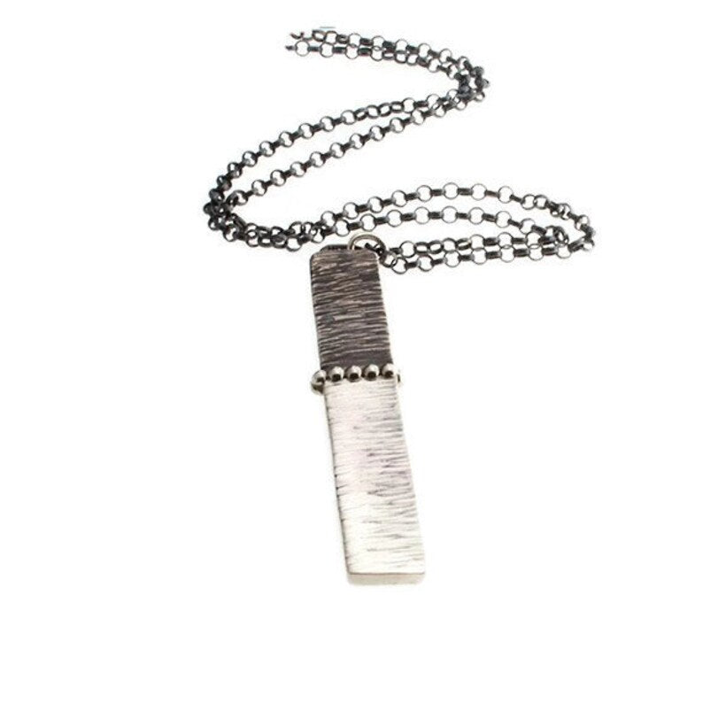 Sterling Silver Hammered Bar Necklace