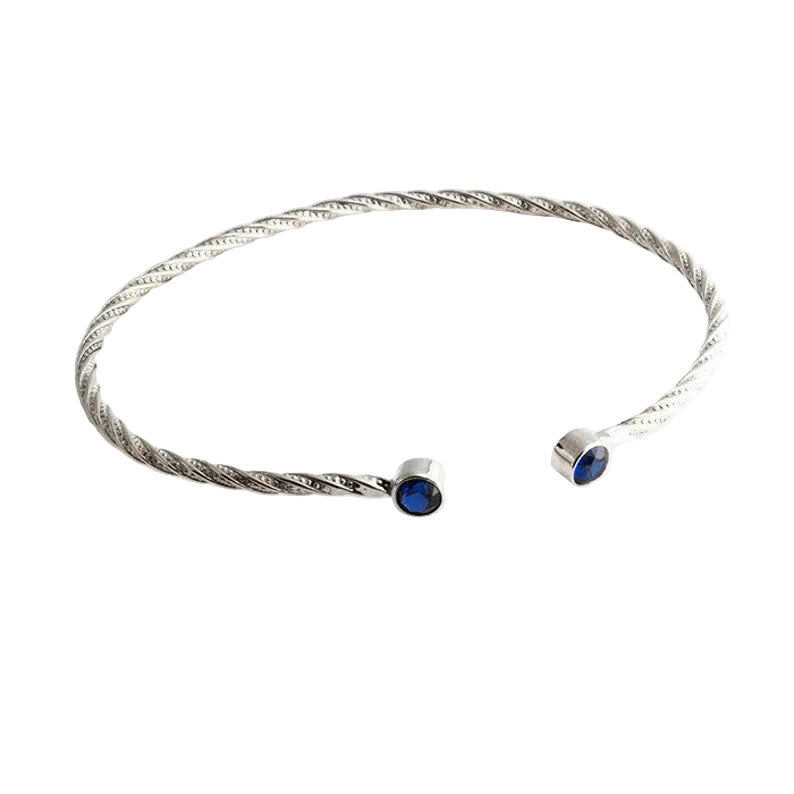 Blue Sapphire Twisted Cuff Bracelet