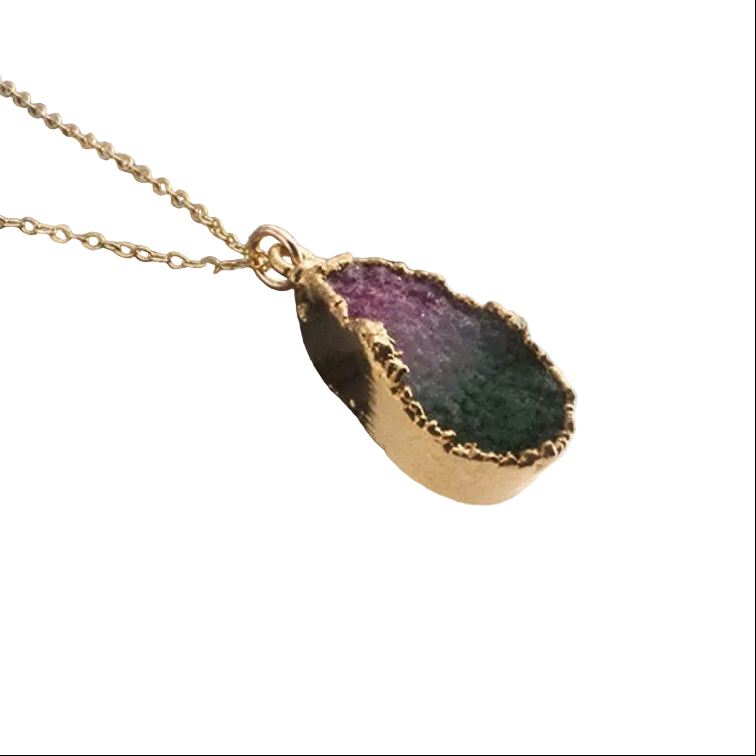 Multicolor Druzy Lariat Necklace