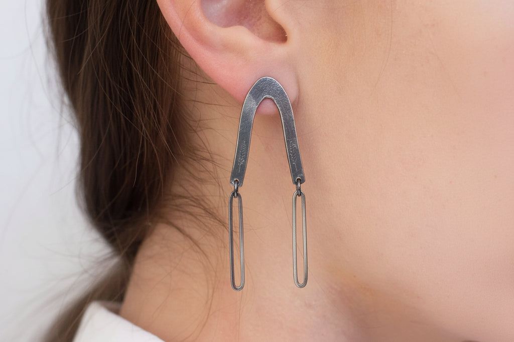 Sterling Silver Horseshoe Drop Earrings