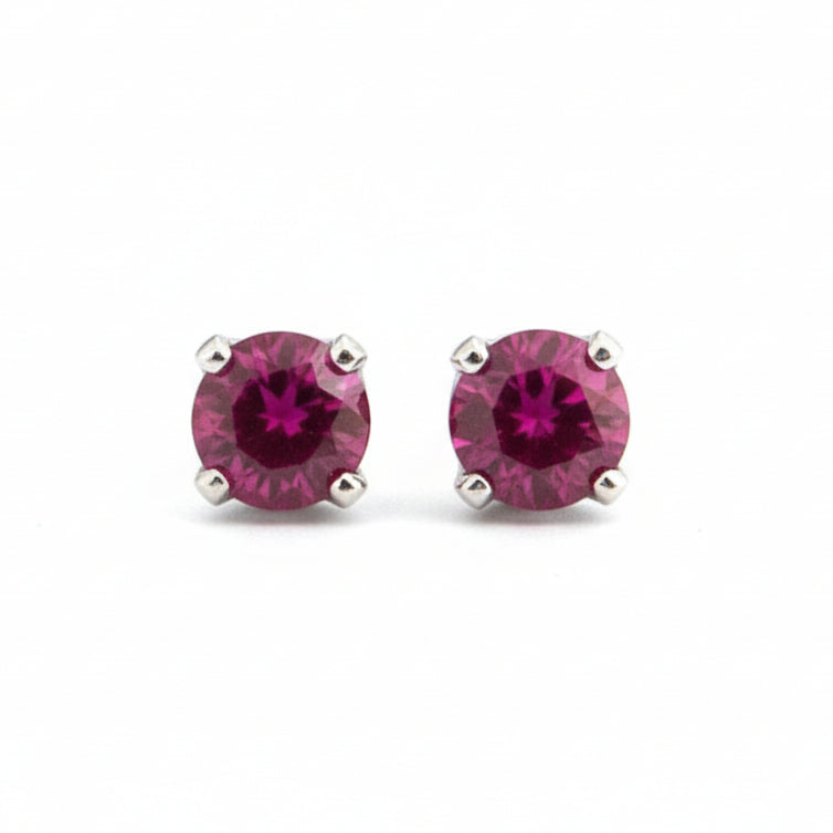 Sterling Silver Ruby Stone Stud Earrings