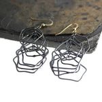 Sterling Silver 925 14K Gold Filled Two Color Dangle Long Drop Circles Earrings, Handmade Jewelry for Women Men