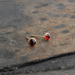 Red Garnet Post Stud Piercing Earrings, Gold filled Jewelry, Gold Earrings, Minimalist Jewelry, 3mm