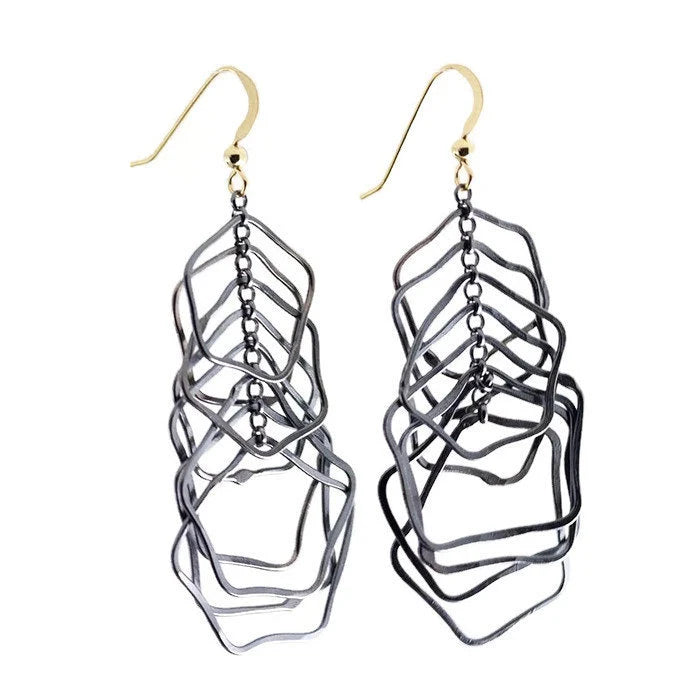 Two-Tone Dangle Circle Earrings