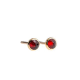 Red Garnet Post Stud Piercing Earrings, Gold filled Jewelry, Gold Earrings, Minimalist Jewelry, 3mm