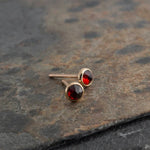 Red Garnet Post Stud Piercing Earrings, Gold filled Jewelry, Gold Earrings, Minimalist Jewelry, 3mm
