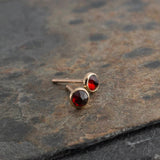 Red Garnet Post Stud Piercing Earrings, Gold filled Jewelry, Gold Earrings, Minimalist Jewelry, 3mm
