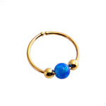 8mm 20 GA Gold-Filled Open Ring Nose Hoop with Synthetic Blue Opal Stone