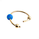 8mm 20 GA Gold-Filled Open Ring Nose Hoop with Synthetic Blue Opal Stone