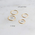 Gold Filled 2 Pair Set of 7mm and 8mm Hoop Earrings 22 GA