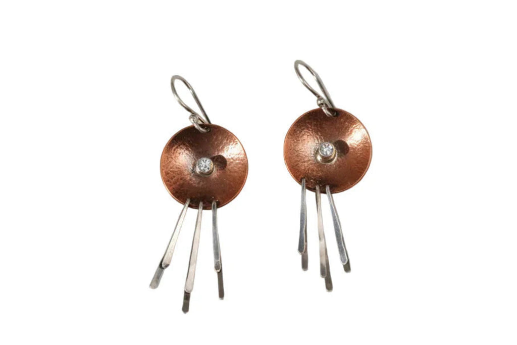 Copper & Sterling Silver CZ Earrings