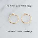 Gold Filled Small Open 10 mm Hoop Earrings 20 gauge