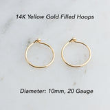 Gold Filled Small Open 10 mm Hoop Earrings 20 gauge